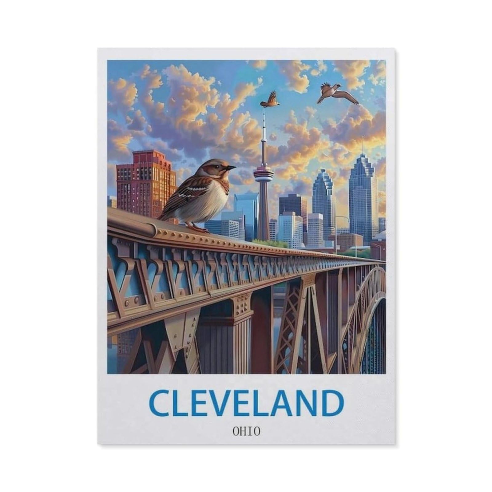 Beayodkp （50 X 60 Cm/19.68 X 23.62 Inches） Full Diamond 5D Diy Diamond Painting，Cleveland Ohio，3D Diamond Embroidery Cross Stitch Mosaic Needle Works-Ci22