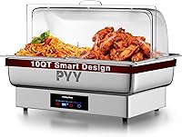 Vista 1 de PYY Electric Chafing Dish Buffet Set, Roll Top Chafing Dish, Stainless Steel Chaffing Server Set Chafer for Catering,Buffets (2 Half-Size with Lid)