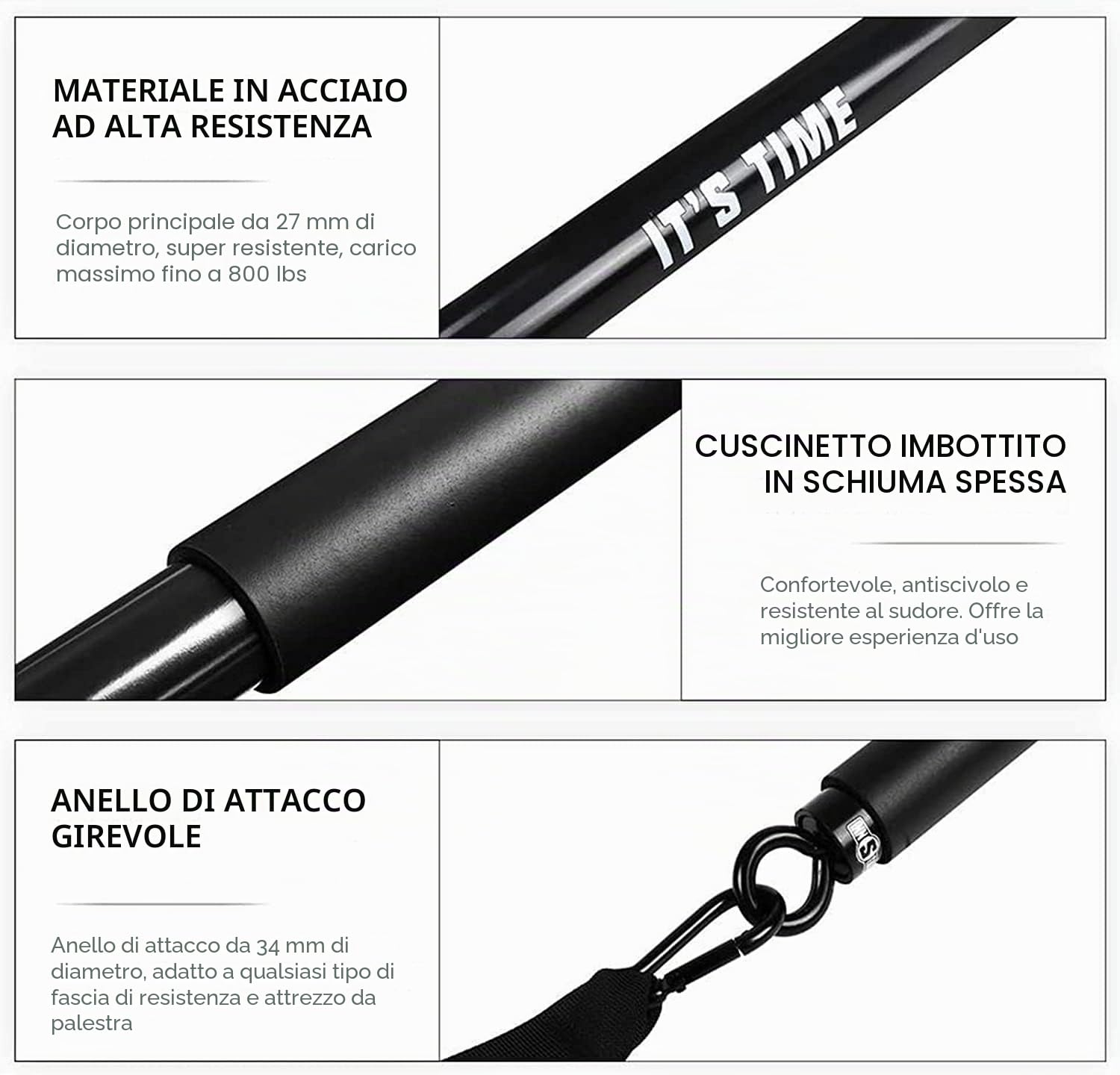 INNSTAR Barra Pilates per bande di resistenza, Barra per Elastici Fitness - Fitness Portatile Multifunzionale Esercizio Stick -Carico massimo 360 kg -Pilates Bar per l'allenamento a casa e in palestra