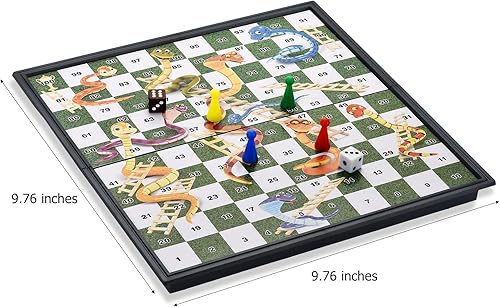 Miniatura 2 de Juego de mesa de serpientes y escaleras magnéticas con tablero plegable para niños y adultos (juego de serpientes y escaleras magnéticas) - 9.76
