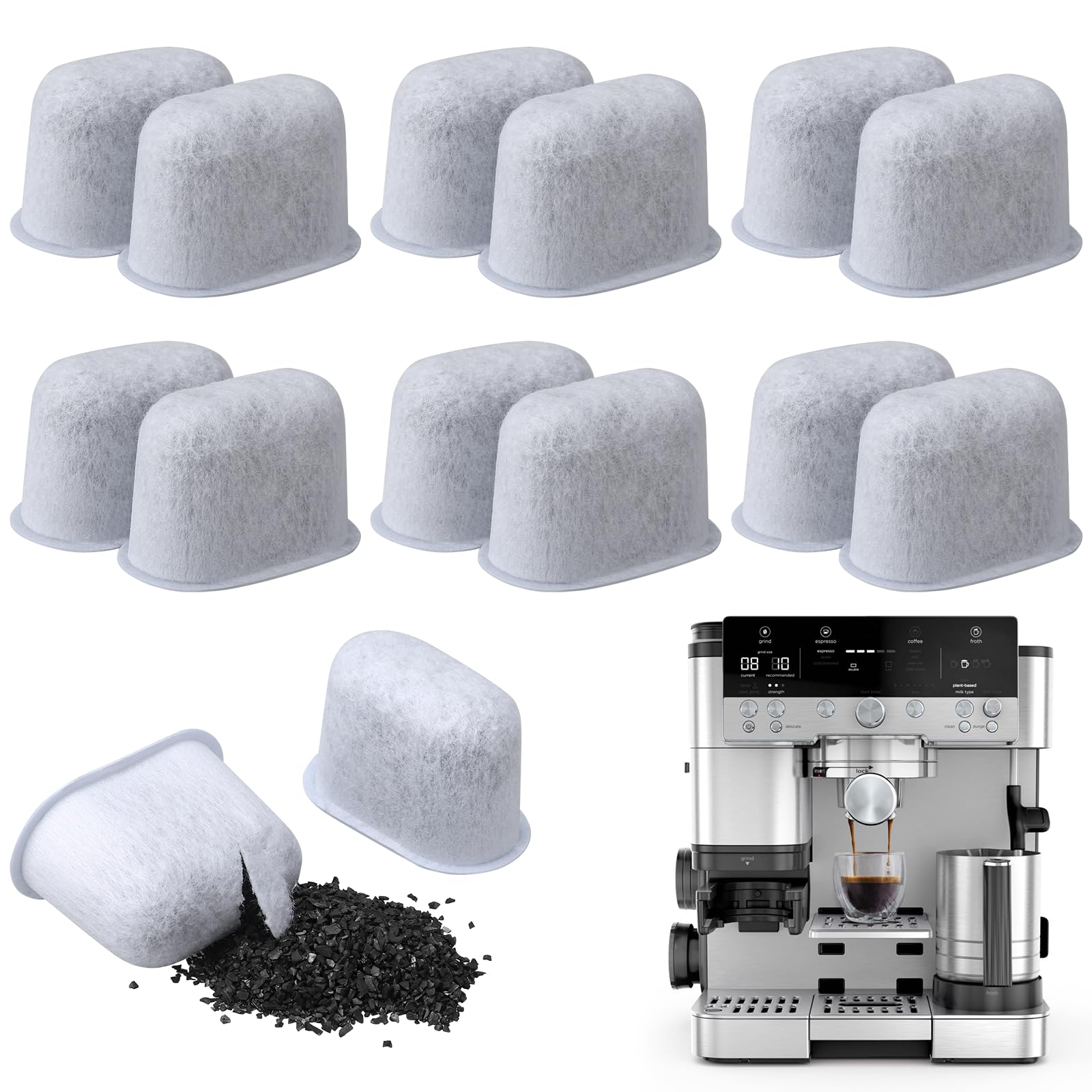 12 Pack Water Filter Inserts for Ninja Luxe Cafe Machine Accessories, Water Filter Replacement Compatible with Ninja Luxe Coffee Espresso Machine