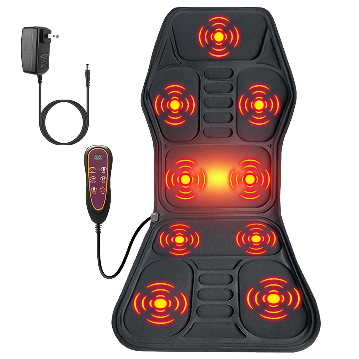 Zorpupoa Full Body Massage Mat with Heat, 9 Vibration Speeds Back Massage Pad for Bed, Chair, Massage Chair Pad with 9 Massage Modes and 3 Heating
