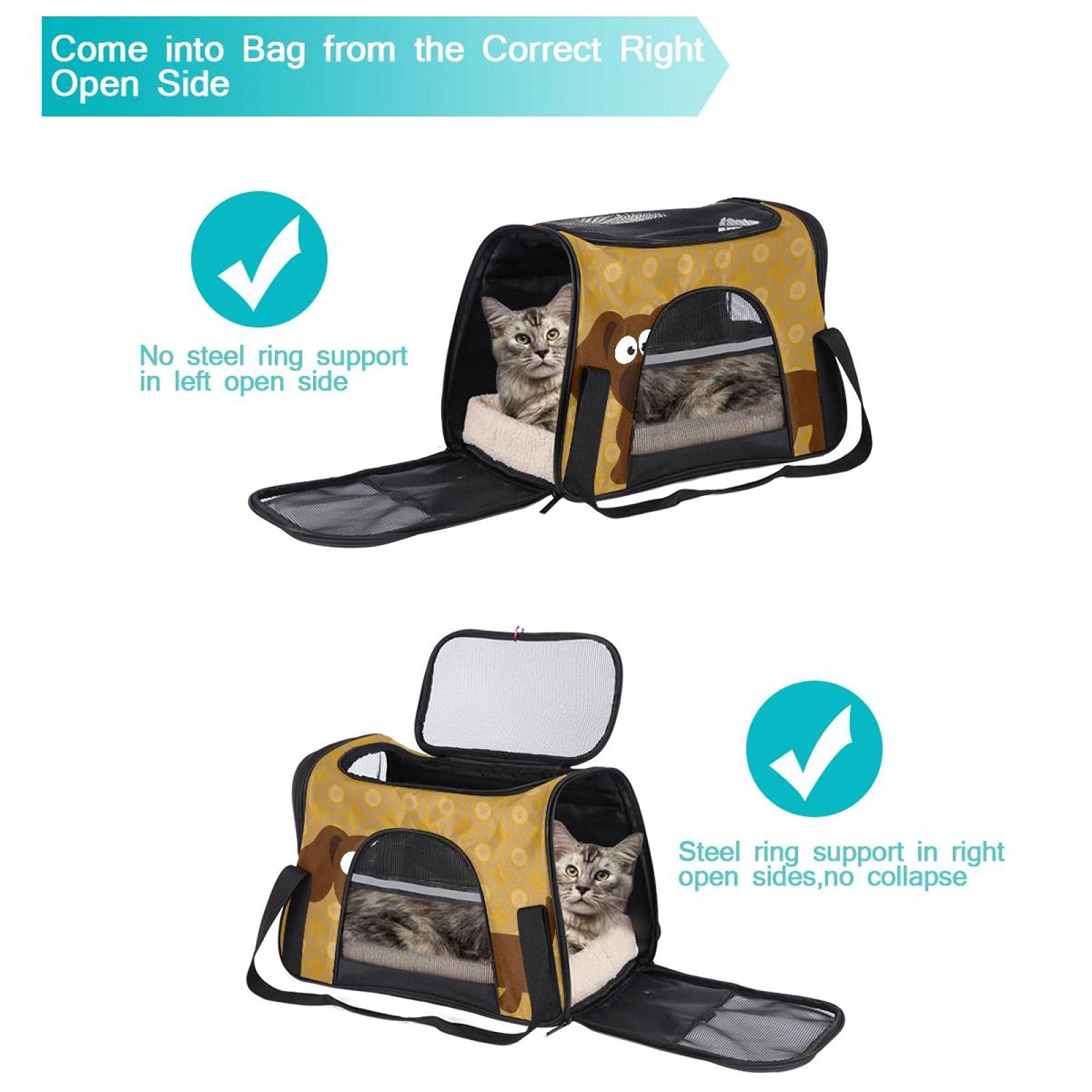 Trasportino per animali domestici, bassotto, hot dog, con lati morbidi, per gatti, cani, cuccioli, comodo e portatile, pieghevole, approvato dalle compagnie aeree