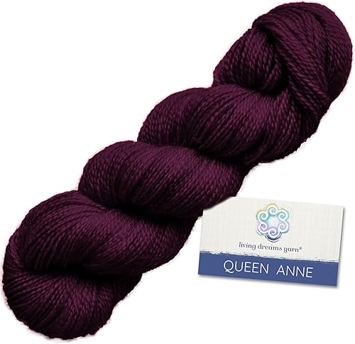Living Dreams Queen Anne LACE - Ovillo de lana 100% suave y lujosamente suave, color ciruela
