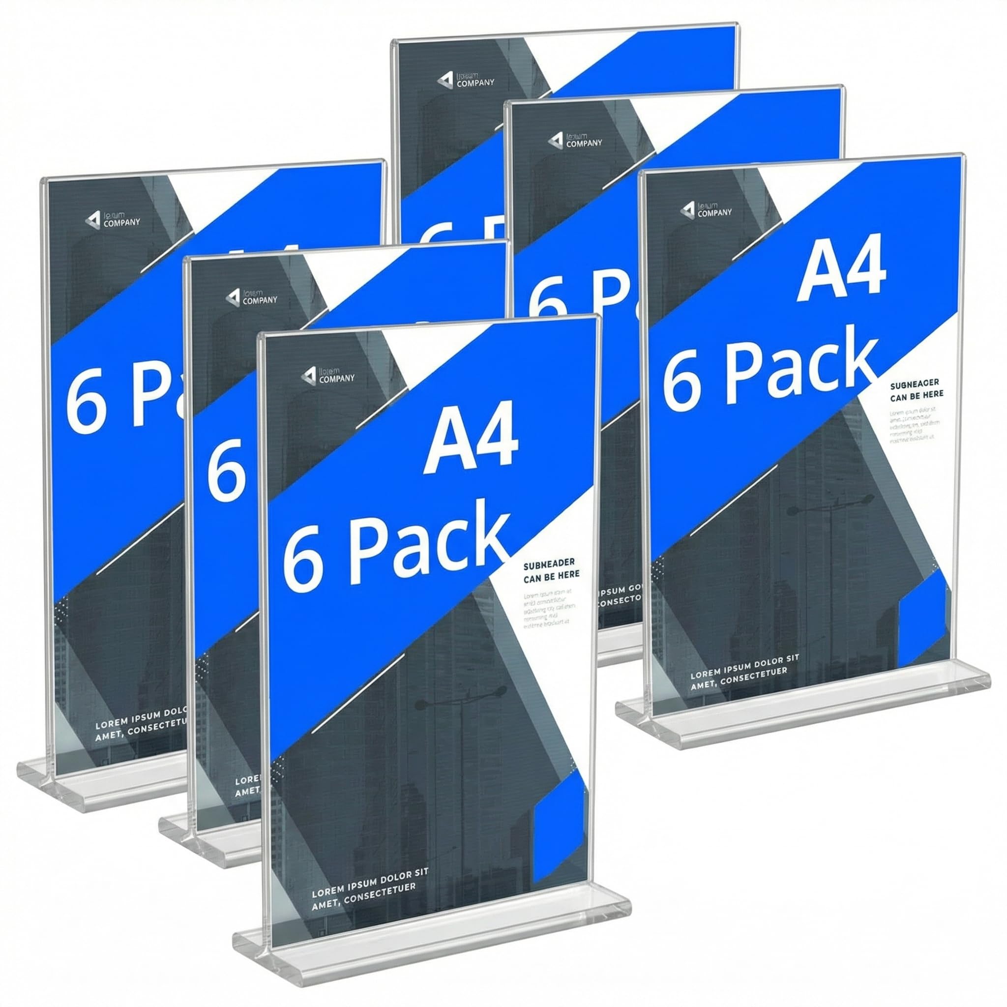 Qwork Qwork® 6 Pack A4 Acrylic Sign Holder With Base, Double Sided Acrylic Display Stand Poster Menu Holder For Office Hotel Restaurant Exhibition Wedding