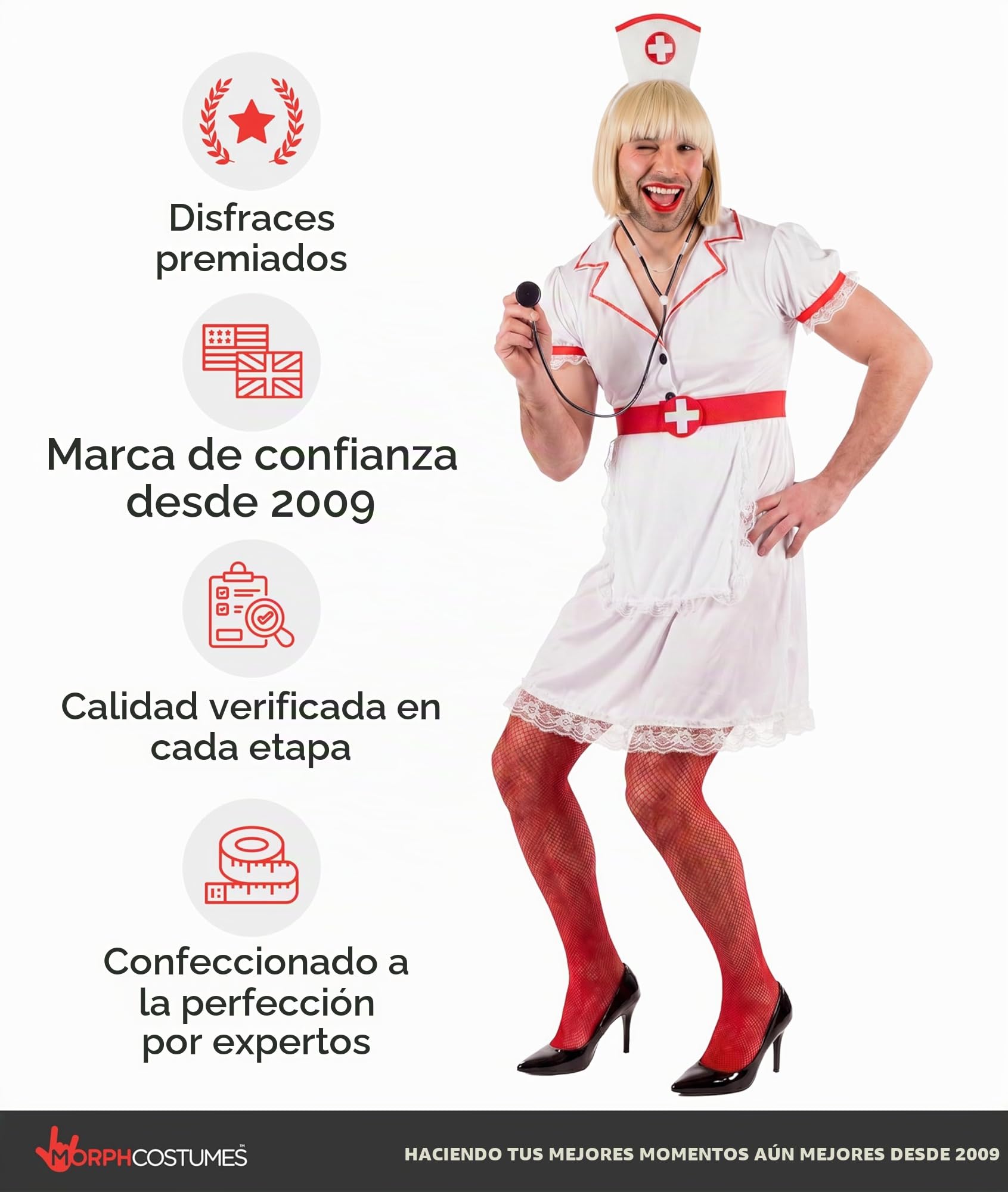 Fun Shack Disfraz Enfermera Adulto, Traje Enfermero Hombre, Disfraces Enfermeras, Despedida Soltero, Disfraz Carnaval Halloween