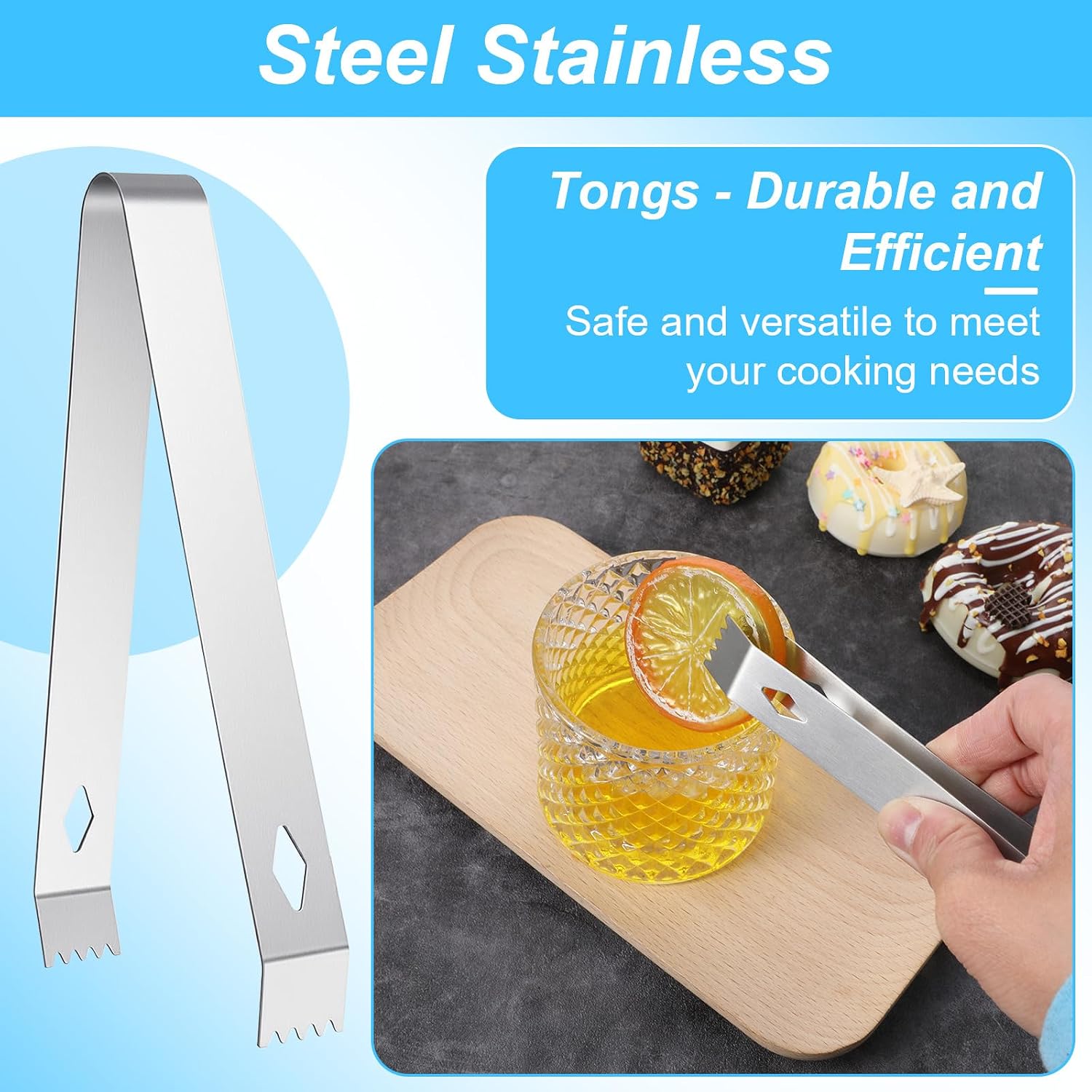 2 Pack Small Tongs for Cooking, Stainless Steel 6 Inch with Teeth