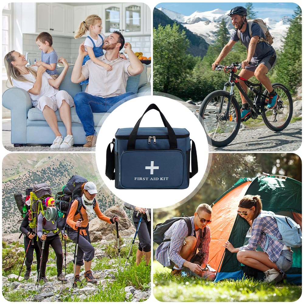 Porta Medicine da Viaggio 14L,Kit Pronto Soccorso XXL,Cassetta Pronto Soccorso Vuota,con Tracolla a Tracolla,Impermeabile, per Casa, Scuola, Viaggi, Campeggio, Escursioni (Marina)