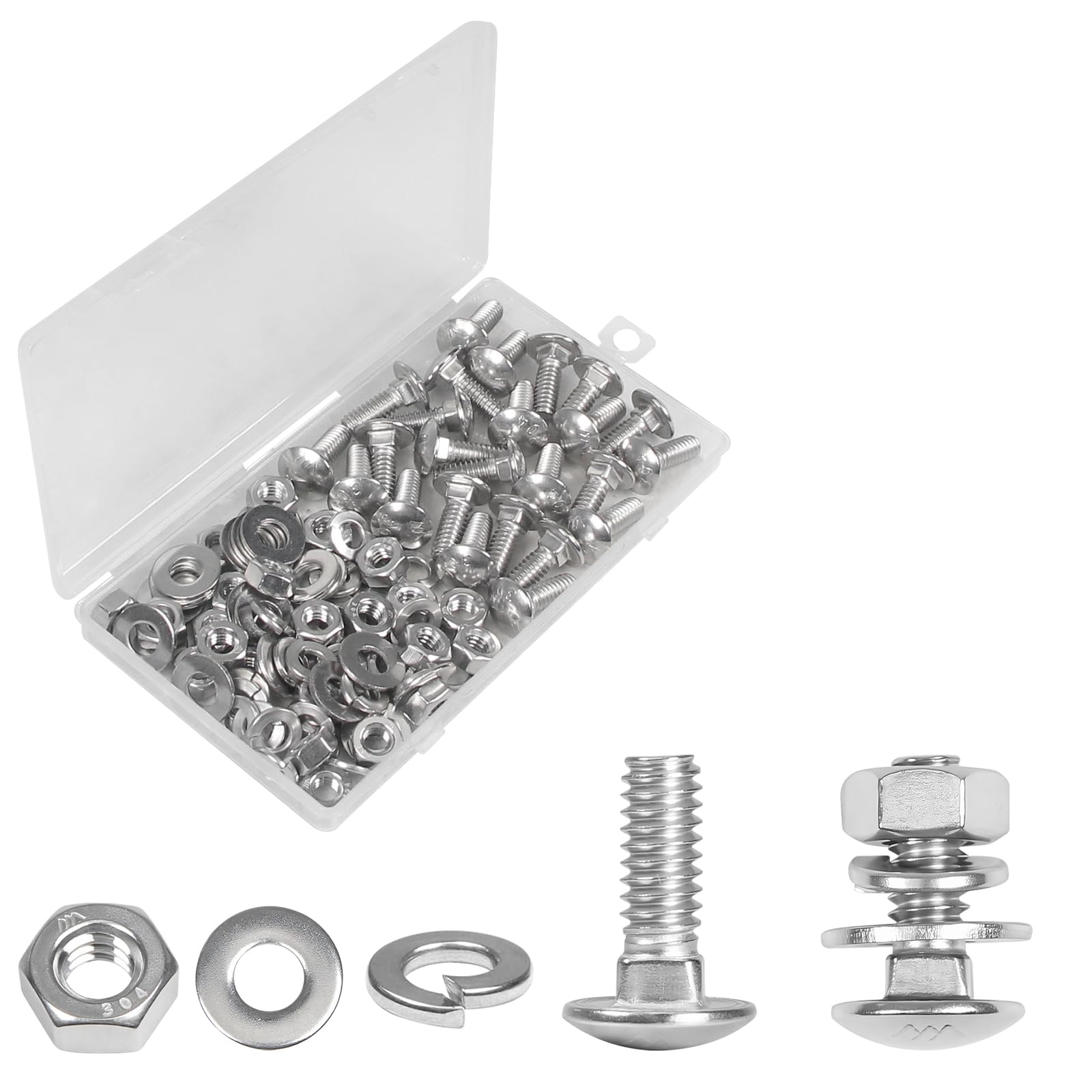 Stainless Steel Carriage Bolts - 10 Sets -9