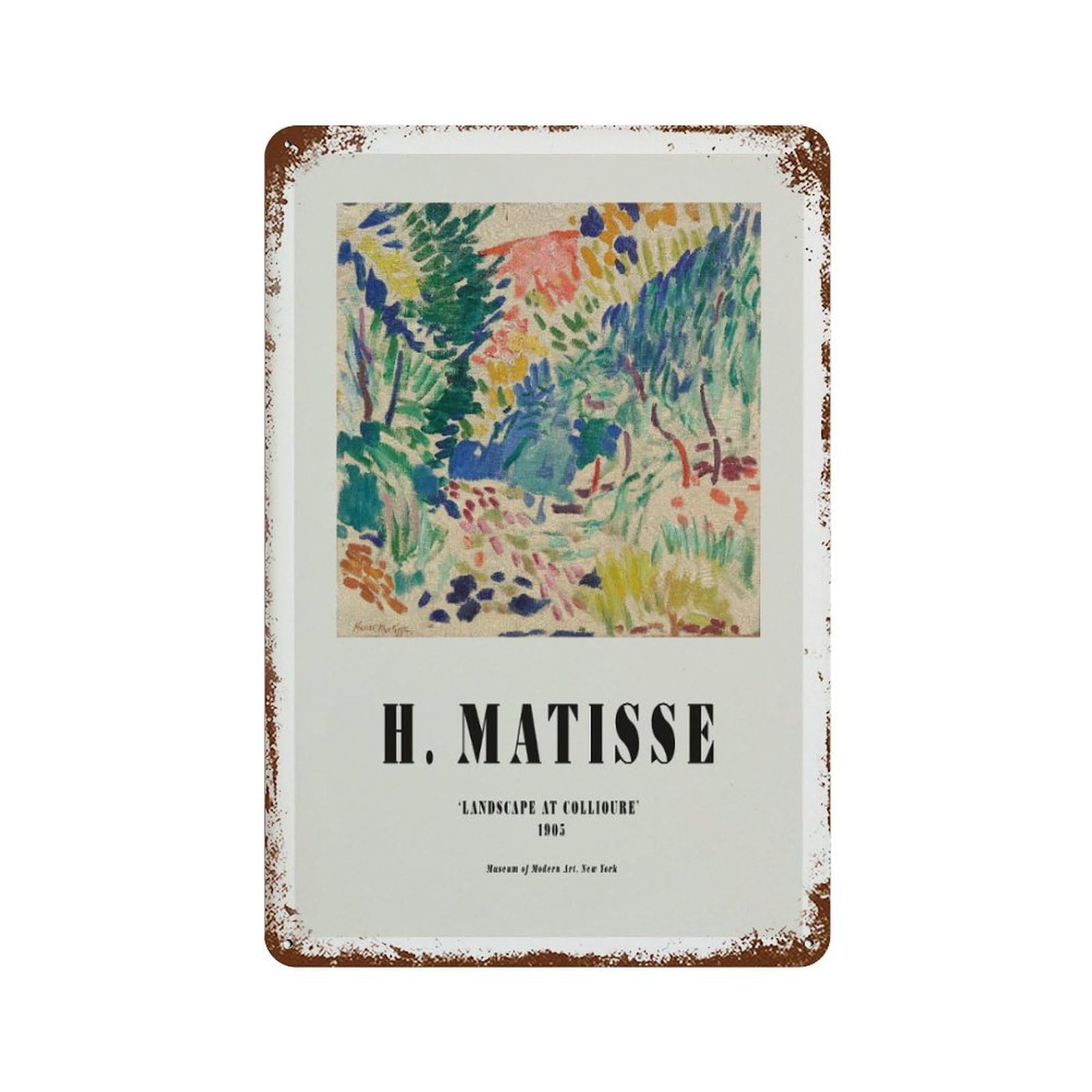 xiaoxiaoshen Henri Matisse Landscape Collioure Expressionism, Home Decor Wall Decor Art Metal Tin Poster Modern Home Decor Art Home Bar Shop Decorations Vintage Sign 30x20cm