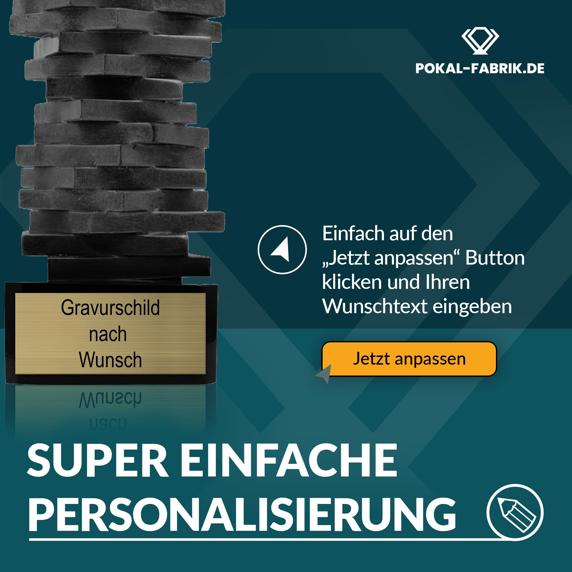 Pokal mit Gravur Wunschtext, Sportfigur, 30 cm | Personalisierte Auszeichnung für Fußball WM & Sport Events, inkl. Marmorsockel, Geschenk-Trophäe für Kinder