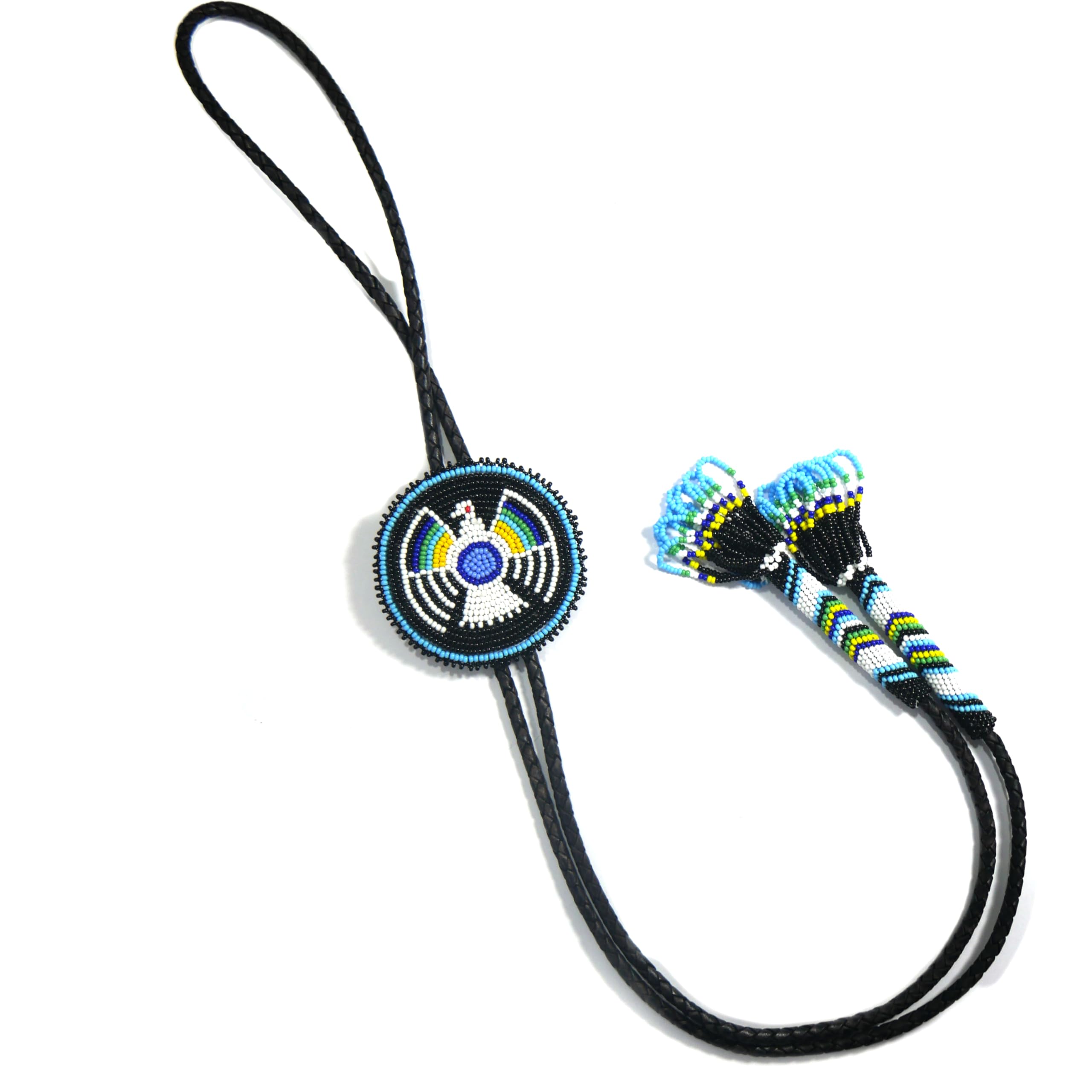 buybeadedBeaded Bolo Tie with Geometric and Traditional Design - Men's Bolo Tie for Wedding, Formal Occasion