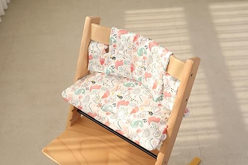 Miniatura 9 de Juego de cojines impermeables de poliéster compatible con silla alta Stokke Tripp Trapp (Dino Friends)