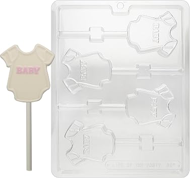 CybrTrayd Chocolate Candy Mold Baby One Piece Undie Pop 4 Cavities 2-1/2 x 2-3/4 x 3/8 For Candy, Cookies, Chocolate, Soap & Plaster Includes Instructions
