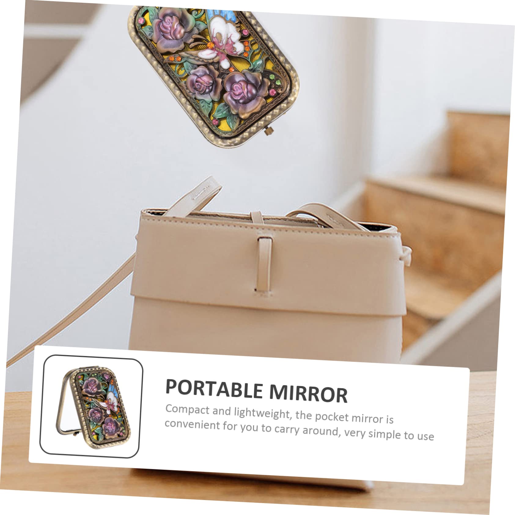 DOITOOL 3piezas Espejo Plegable Vintage Doble Cara para Maquillaje y Portátil para y