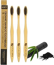 Natura Opus Ortho Bamboo Toothbrush – Charcoal Infused & Soft V-Shape Bristles for Braces & Orthodontic Care – Eco-Friendly, Biodegradable & Gentle on Gums for Deep Interdental Cleaning, pack of 3
