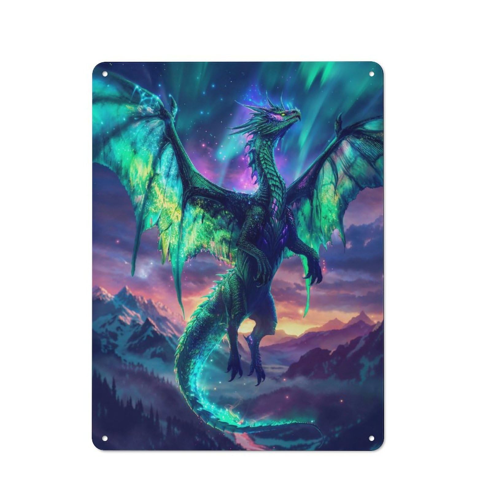 Junmoney Aurora Seraphim Dragon Vintage Tin Sign 40X30cm With For Studio Or Craft Room, A Decorative Christmas Gift For Creative-Space Collectors