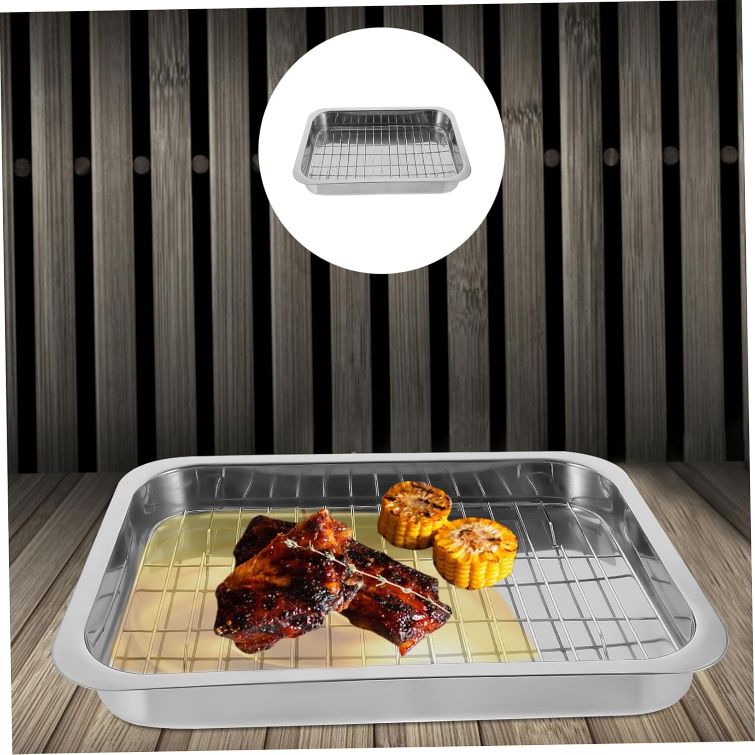 1set Stainless Steel Rectangular Oven Tray Rack for Baking Roasting and Cooling Kitchen Bakeware for Home Restaurant Use