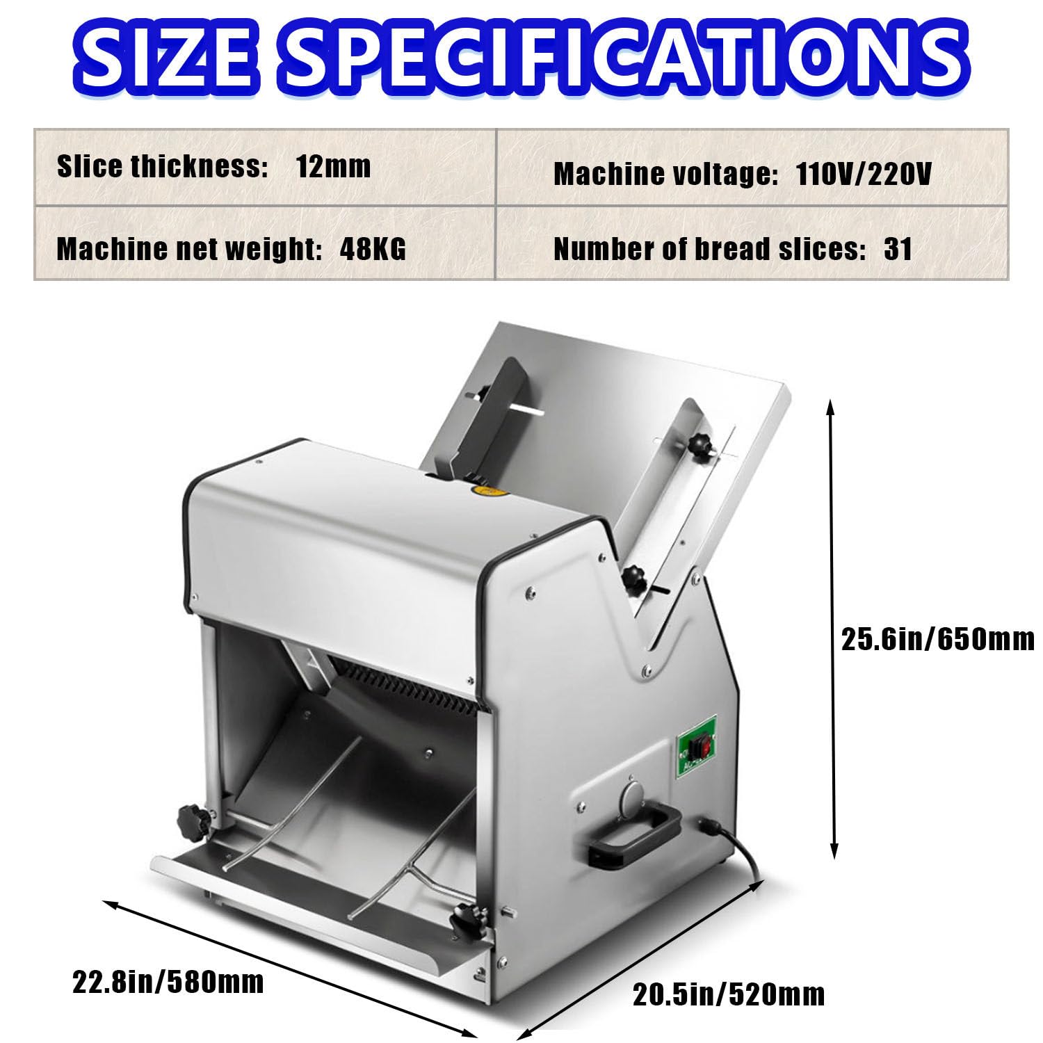 Affettatrice Professionale per Toast, affettatrice per Pane in Acciaio Inox, affettatrice per panetteria con Ingresso e Uscita Regolabili, per Uso Commerciale Quotidiano 220V
