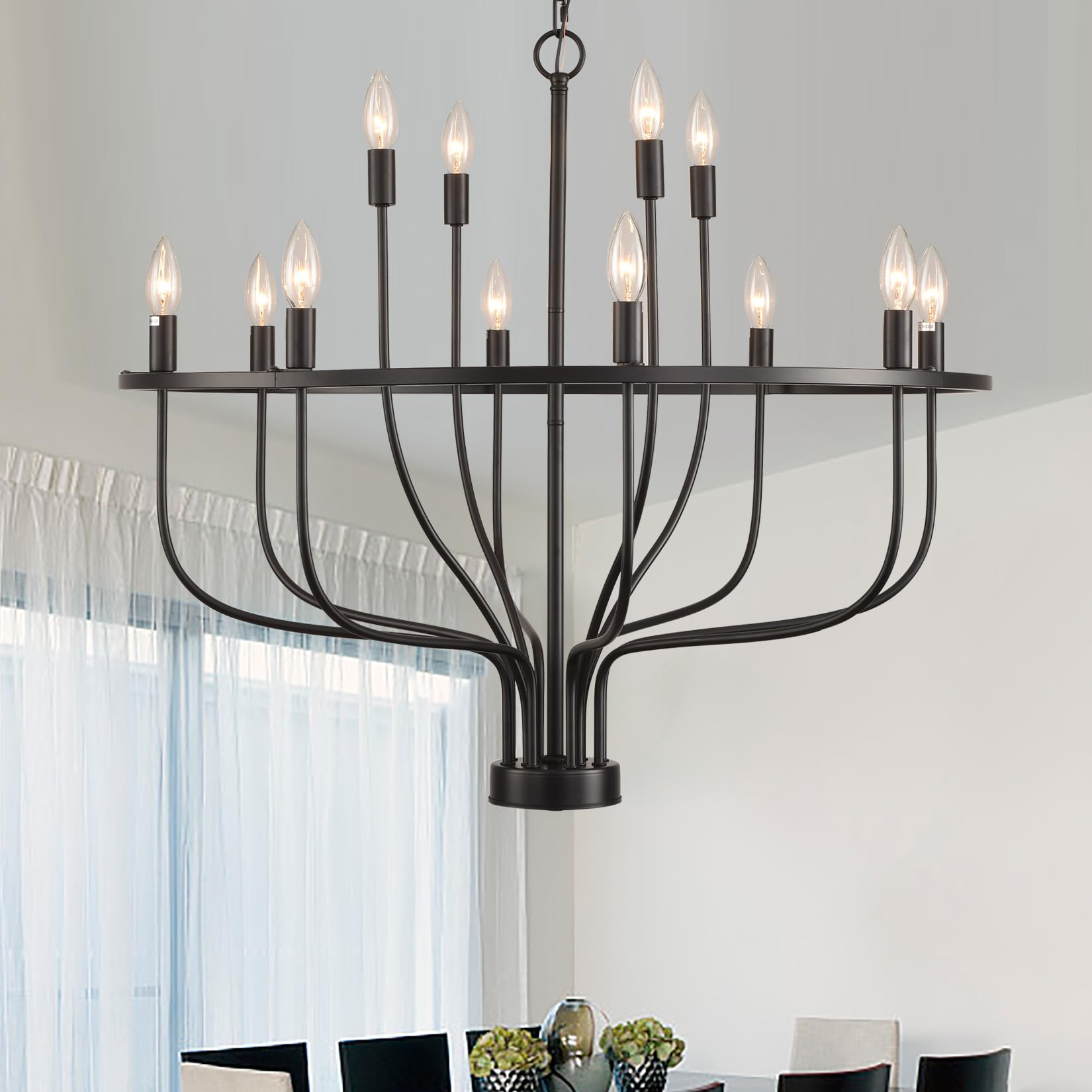 TDGXFL 12-Light Black Chandelier Light 