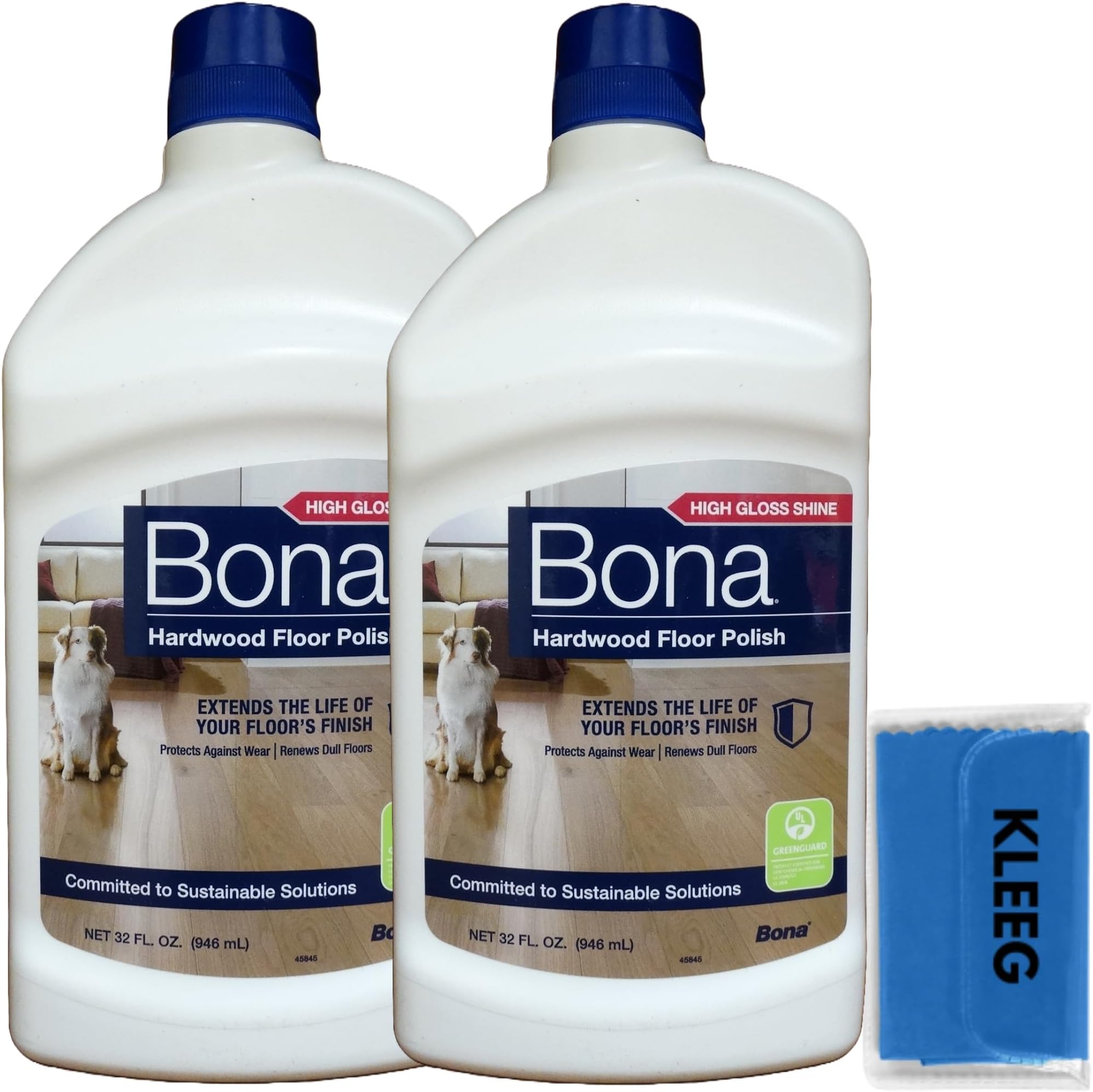 KLEEG Bona Hardwood Floor Polish, High Gloss | Bona Hardwood Floor Polish, High Gloss Bundled Cleaning Packet