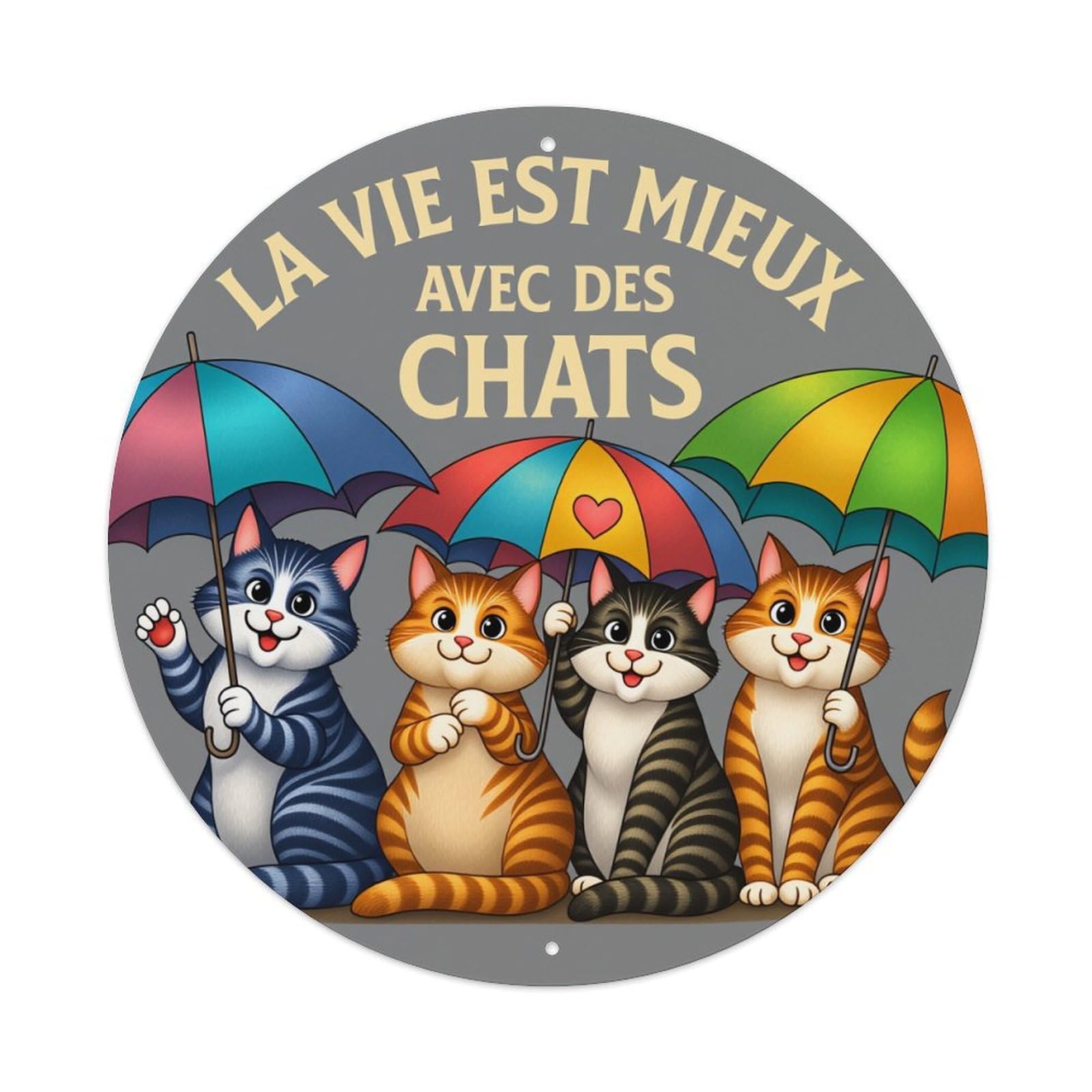 Cats With Umbrellas And Hearts Metal Tin Sign Vintage Garden Bedroom Cafe Bar Man Cave Home Wall Decor Metal Poster 8x8 inches