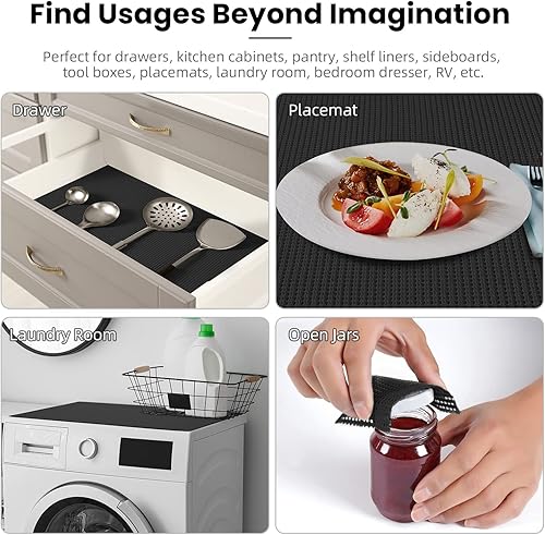 Miniatura 7 de BAGAIL - Forro de cajón no adhesivo de 12 x 10 pies para armarios de cocina, forros gruesos de agarre fuerte para escritorio, estantes, cajones de