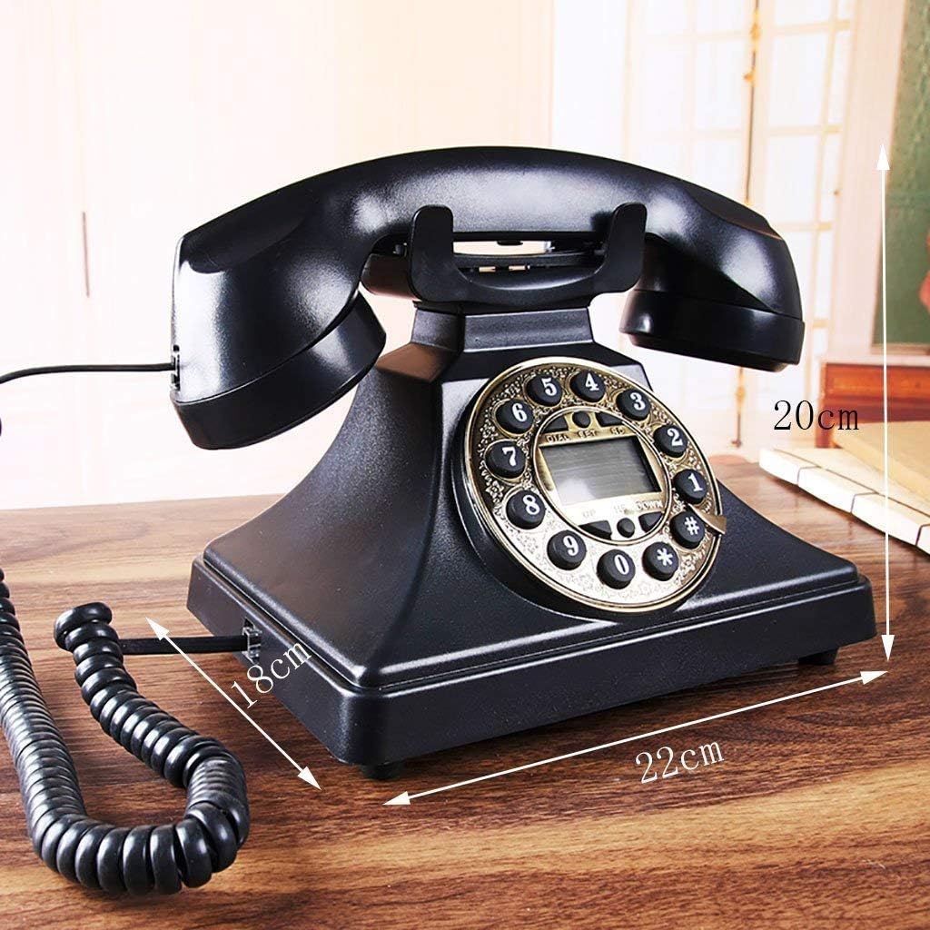 Telephone-Antique Telephone Retro Landline Home Office Phone Black Metal Rotation