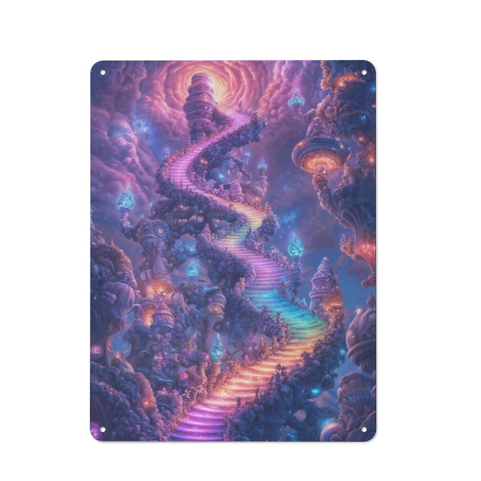 Junmoney Fantasy Stairway To Sky Metal Sign 40X30cm With For Pub Or Café, Retro Decor, For Cooler-Month Interiors With Retro Character