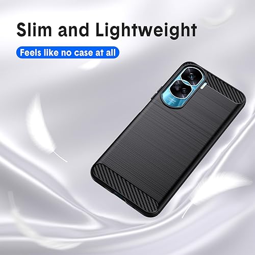 Miniatura 6 de Natbok Funda compatible con Honor 90 Lite, TPU flexible textura cepillada antideslizante protección militar a prueba de golpes, funda delgada para