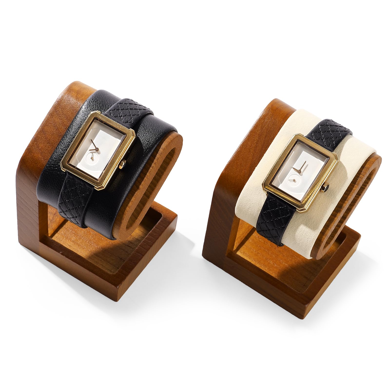 Oirlv Simple Bois Massif Support De Montre,Porte Montre,Watch Stand,Presentoir Collier(Blanc Crème)