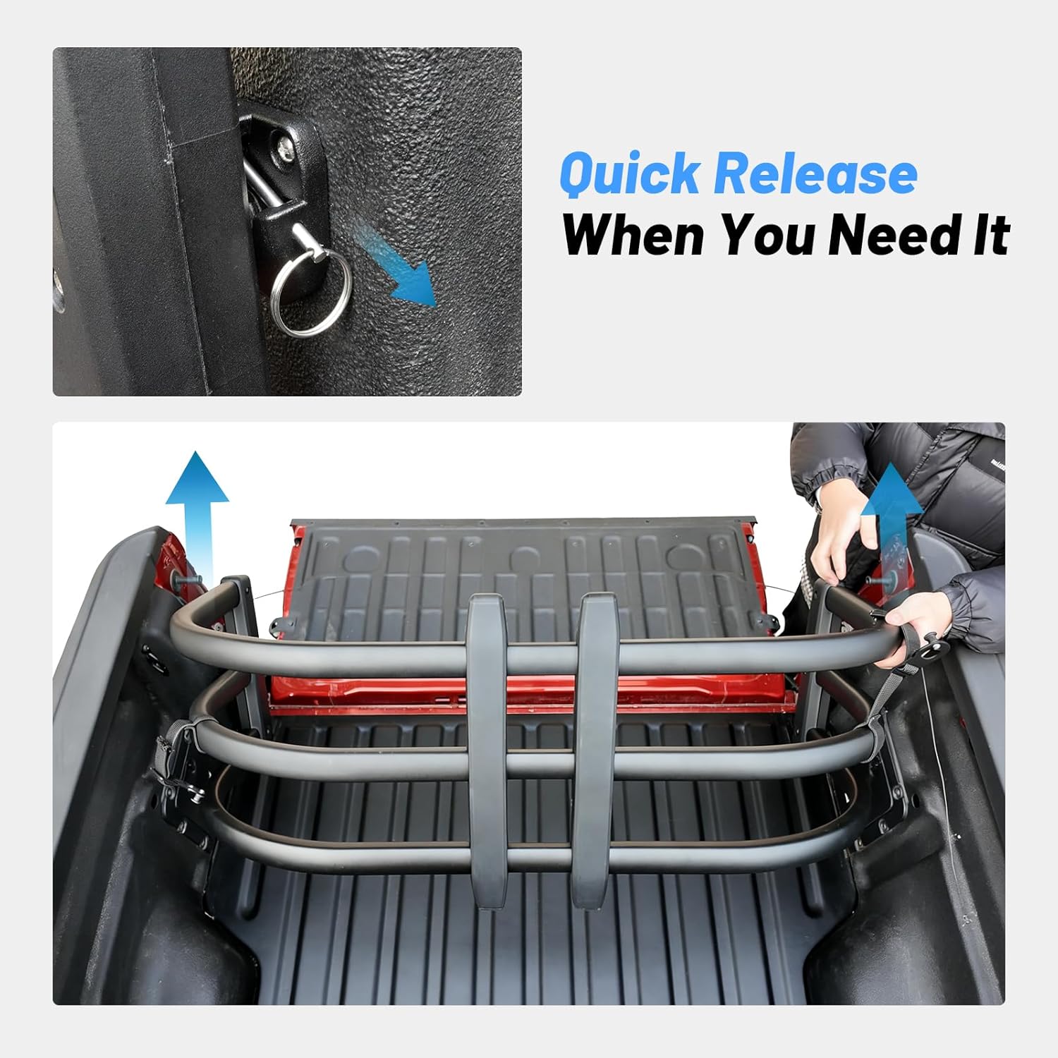 Truck Bed Extender Fit for Toyota Tacoma 2005-2026, Adjustable Aluminum Tailgate Extender, 180° Flip Design, Heavy-Duty Alloy, Drill-Mount Storage Extension for Long Cargo