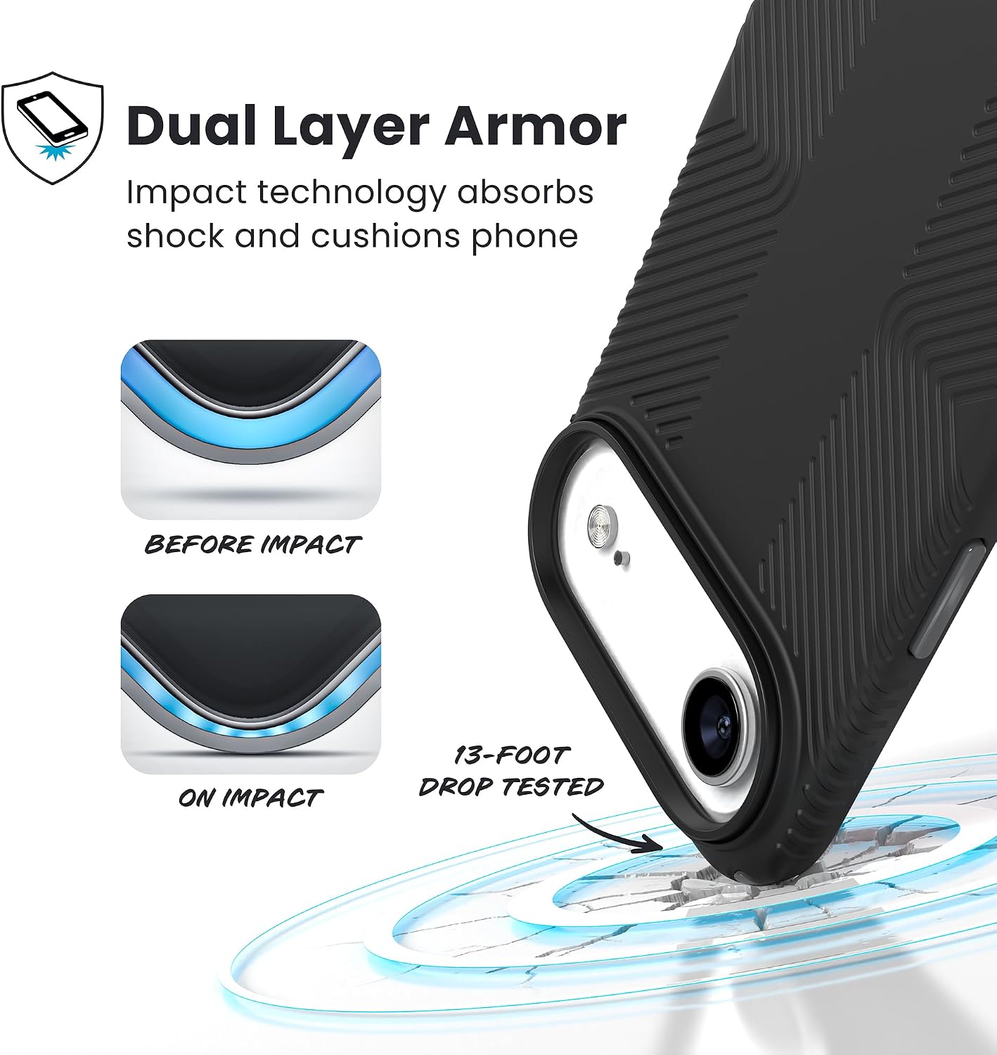 Speck PRESIDIO2 Grip for iPhone 17 Air Case, Slim Protective Case, Black/Slate Grey/White