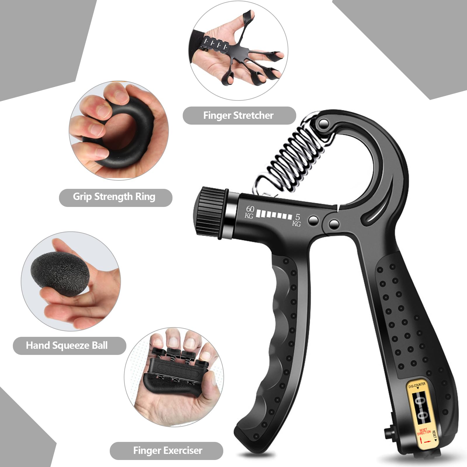 Sport 10-100 Kg Hand Grip Strengthener Adjustable Forearm Wrist Finger
