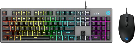 HP KM300F Wired USB Gaming Keyboard and Mouse Set, Membrane Backlit, 26 Keys Anti-Ghosting, 3 LED Indicators & 3D 6K USB Mouse with…