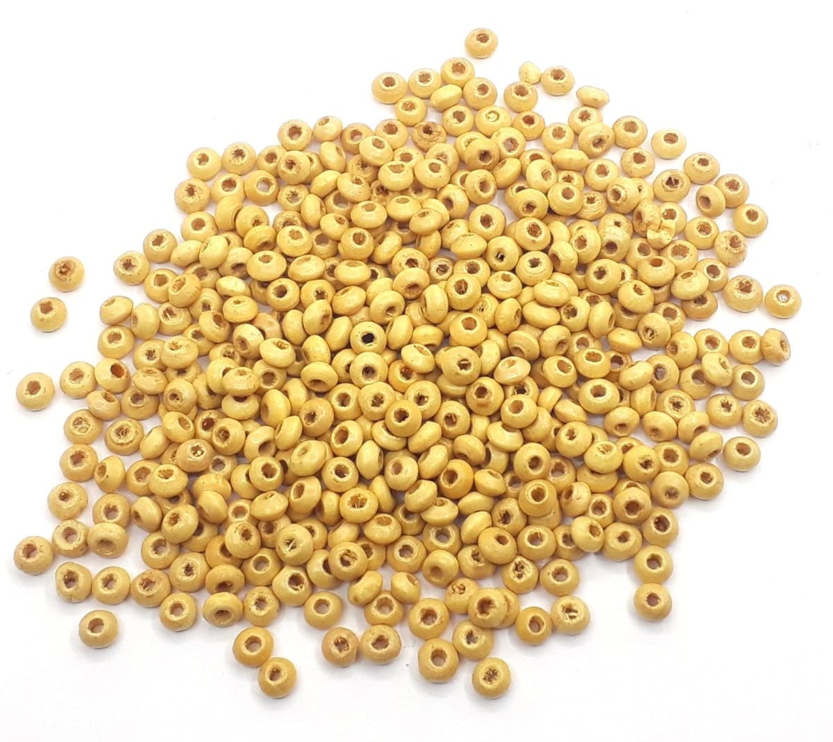 Lot De 200 Perles Rondes En Bois 9x10 Mm – Trou De 3 Mm, Jaune, Pour Bijoux DIY, Bracelets, Colliers