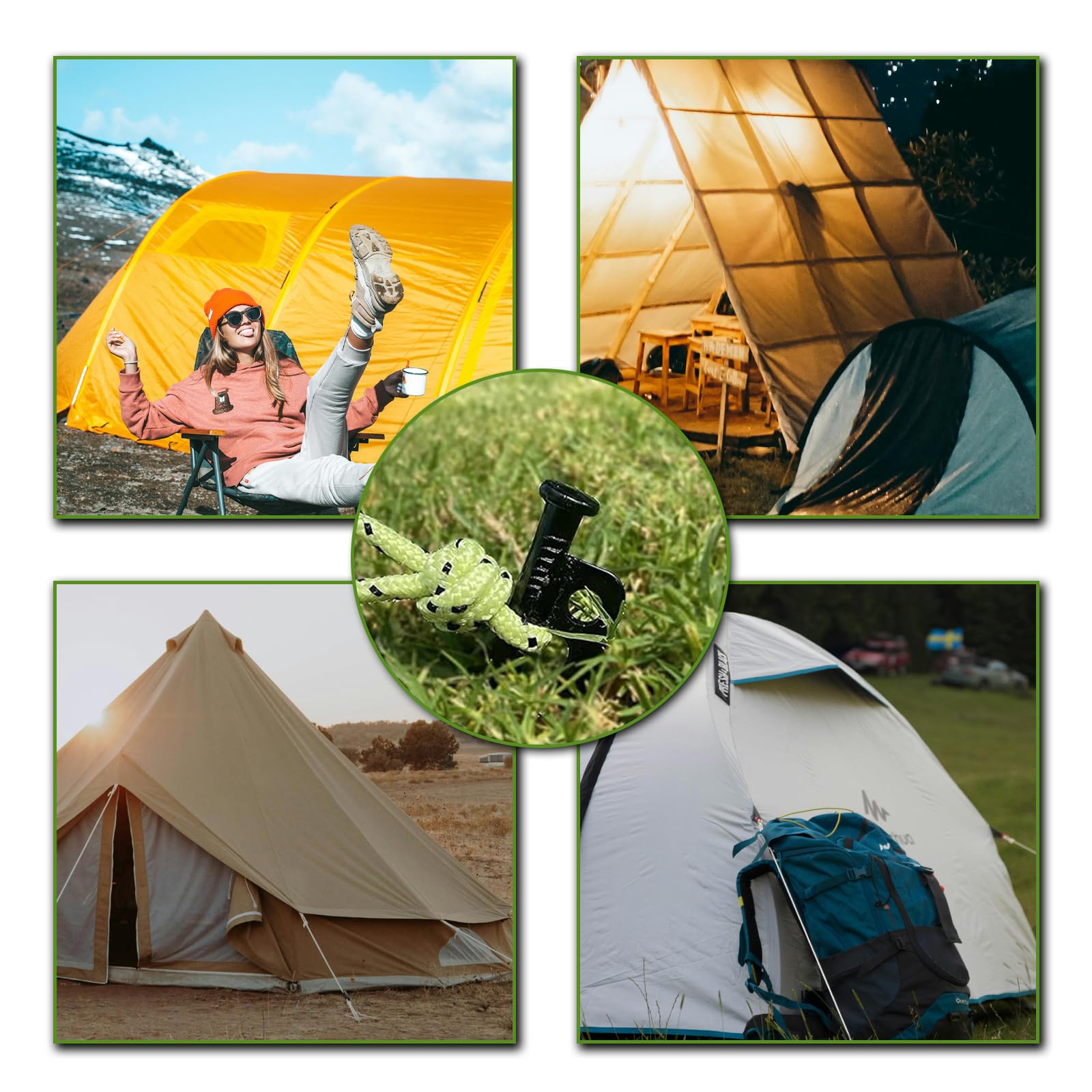 AYAMAYA Lot de 12 piquets de tente, piquets de tente en acier forgé robuste de 25,4 cm, piquets de tente de camping en métal épais, avec sac de rangement pour auvent, bâche, pluie, accessoires de