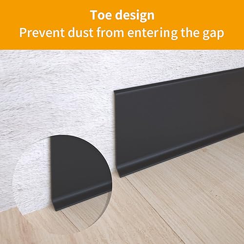 Miniatura 4 de NeatiEase Moldura flexible para zócalo 4 pulgadas de ancho x 40 pies de largo base de pared de vinilo autoadhesivo base de pared de goma para una