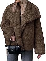 Cicy Bell Women's Shaggy Faux Fur Coat - Oversized Lapel Winter Jacket, Warm Fluffy Outerwear for Casual & Dressy Looks