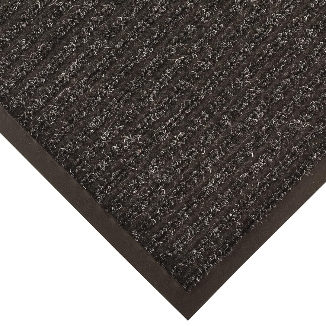 Notrax Heritage Rib™ Commercial Indoor Door Mat Office Rugs – 3' x 4' Charcoal Front Door Mat with Double Rib 22oz Yarn, Non-Slip Vinyl Backing – Durable Entryway Rug Made in The USA – 117S0034CH