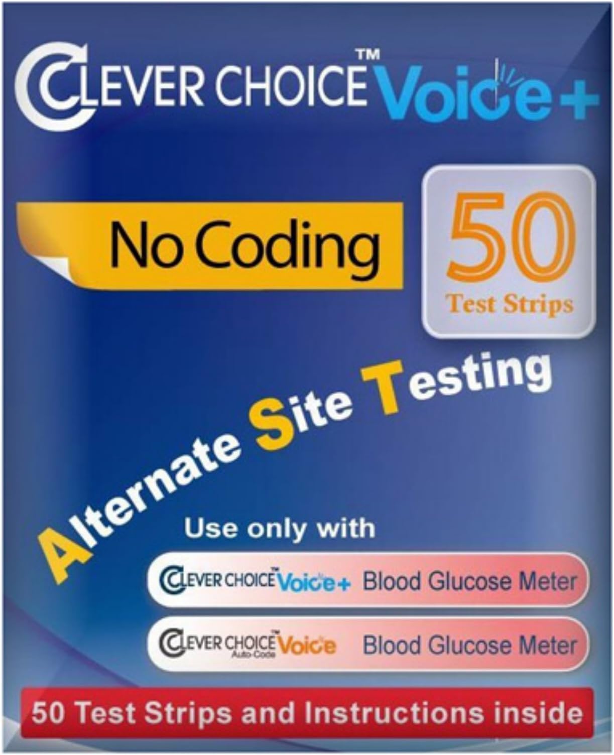 Clever Choice Auto- Voice Blood Glucose Test Strips Color - Blue