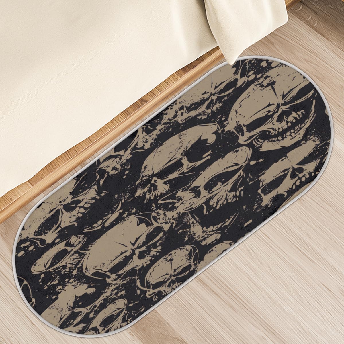 TropicalLife Dywan z czaszką 50 x 120 cm, retro czaszka długie włosy pogrubione dywaniki do pokoju kuchni domu łazienki wewnątrz antypoślizgowa mata podłogowa dywaniki