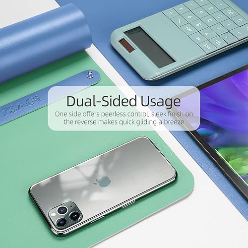 Miniatura 3 de YSAGi Tapete de escritorio de oficina, 23.6 x 13.7 pulgadas, ultra fino, impermeable, de piel sintética, protector de escritorio para teclado y