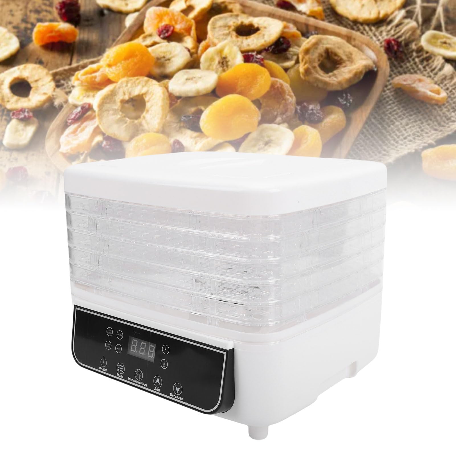 HEEPDD Disidratatore per Alimenti da 160 W, Essiccatore per Alimenti Elettrico con Temperatura e Timer Regolabili per Snack, Frutta, Verdura e Amanti della Carne Secca in Ambienti (Spina europea 220