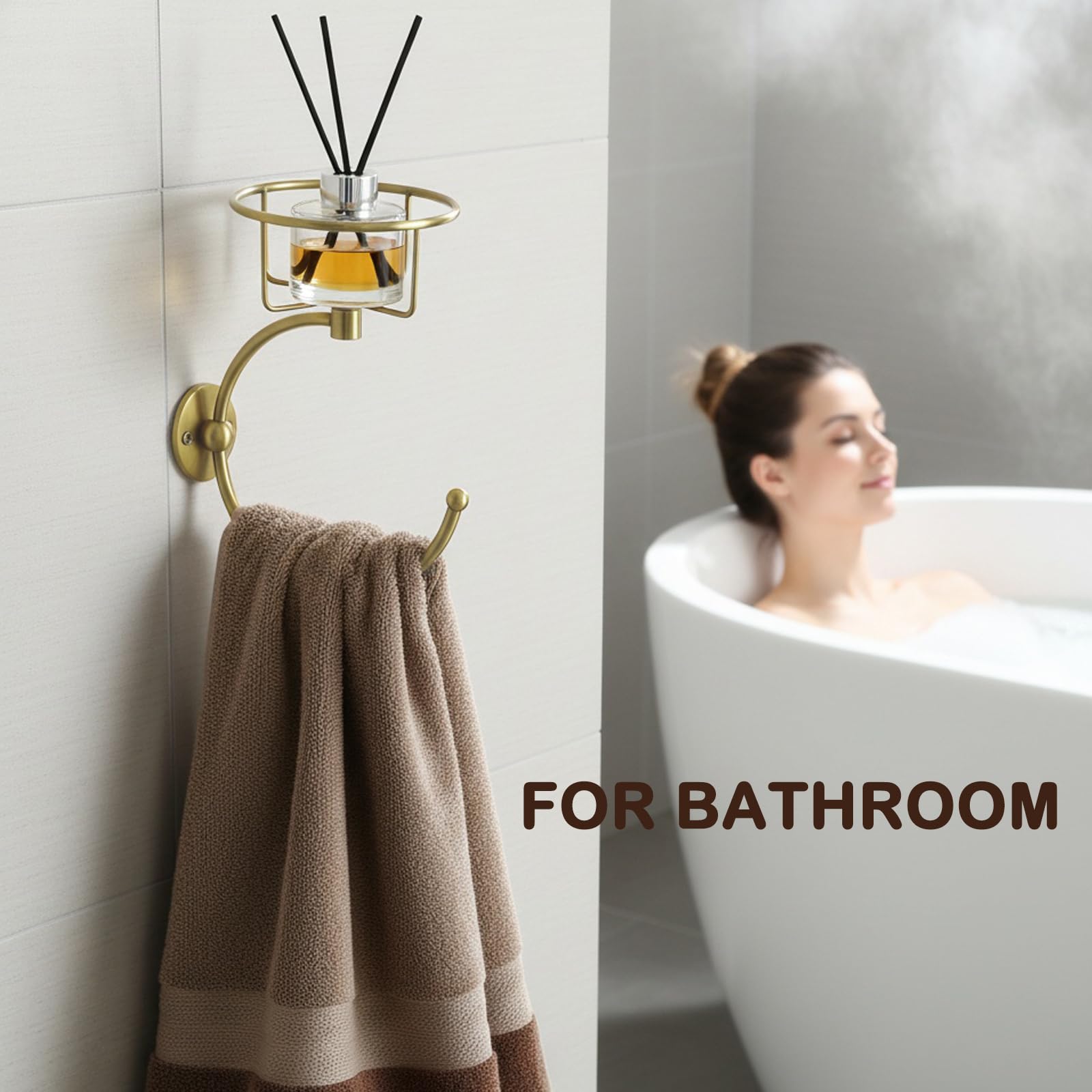 Gold Brass Hand Towel Holder & Candle Sconce -6