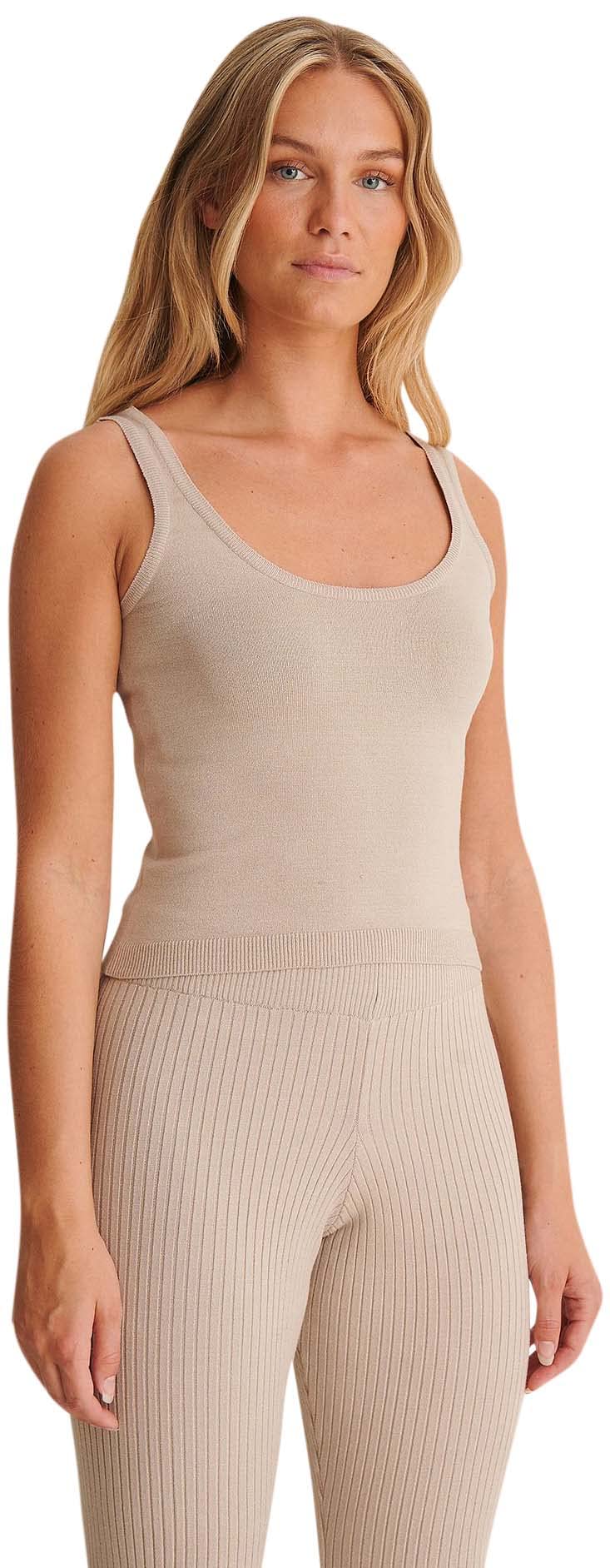 NA-KD knitted tank top, clay gray, Small