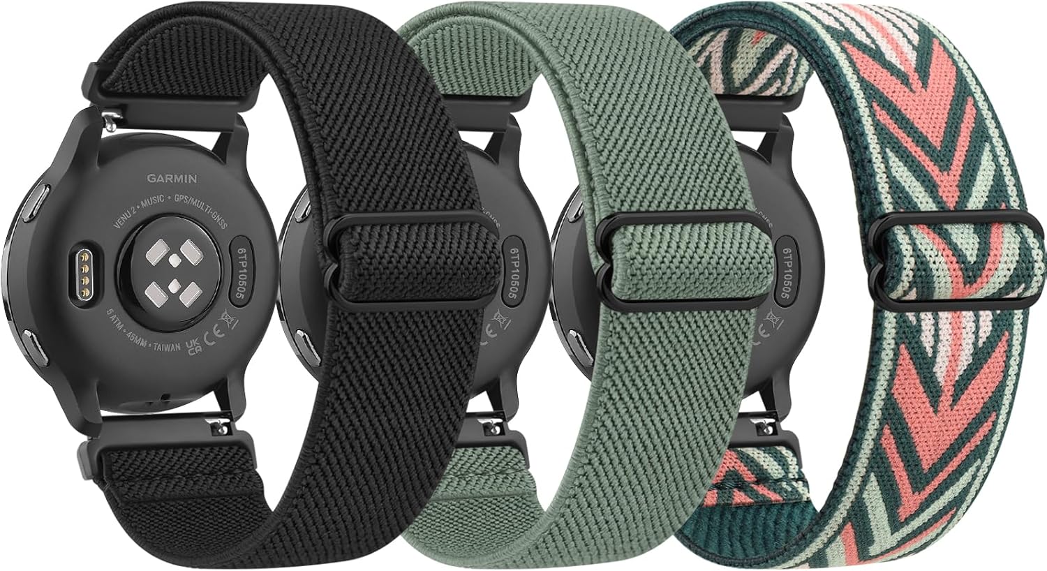[3 PACK] Elastic Solo Loop Bands for Garmin Vivoactive 5 Bands/ Vivoactive 3 Watch, Garmin Venu 2 Plus Bands/Venu Band Women Men, 20mm Soft Stretchy Nylon Sport Straps for Garmin Vivoactive 5/Venu sq/Forerunner 645 / 245 Smartwatch - Amazon product rated Grade B