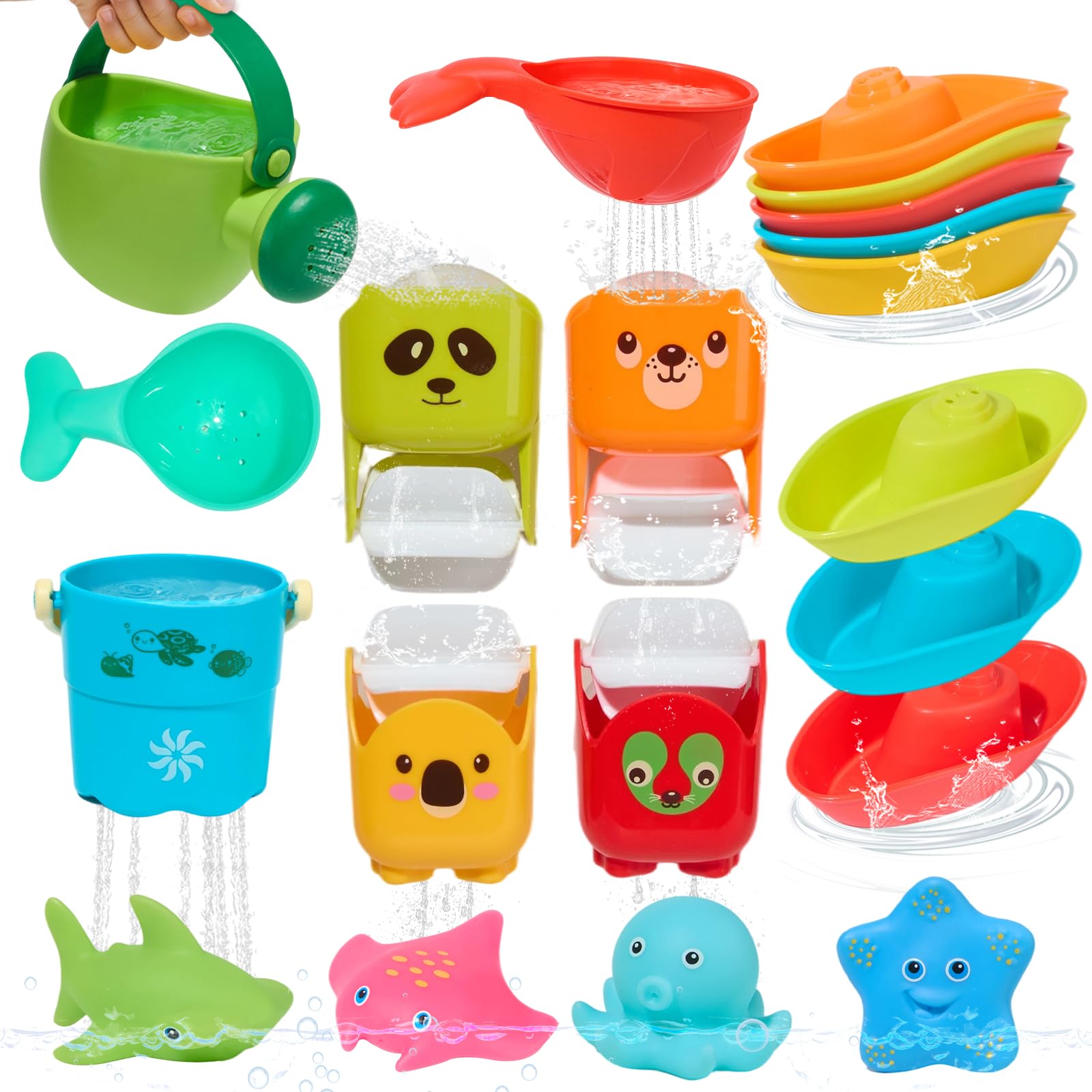 AMCHSURI 17-Pack Mold Free Bath Toys