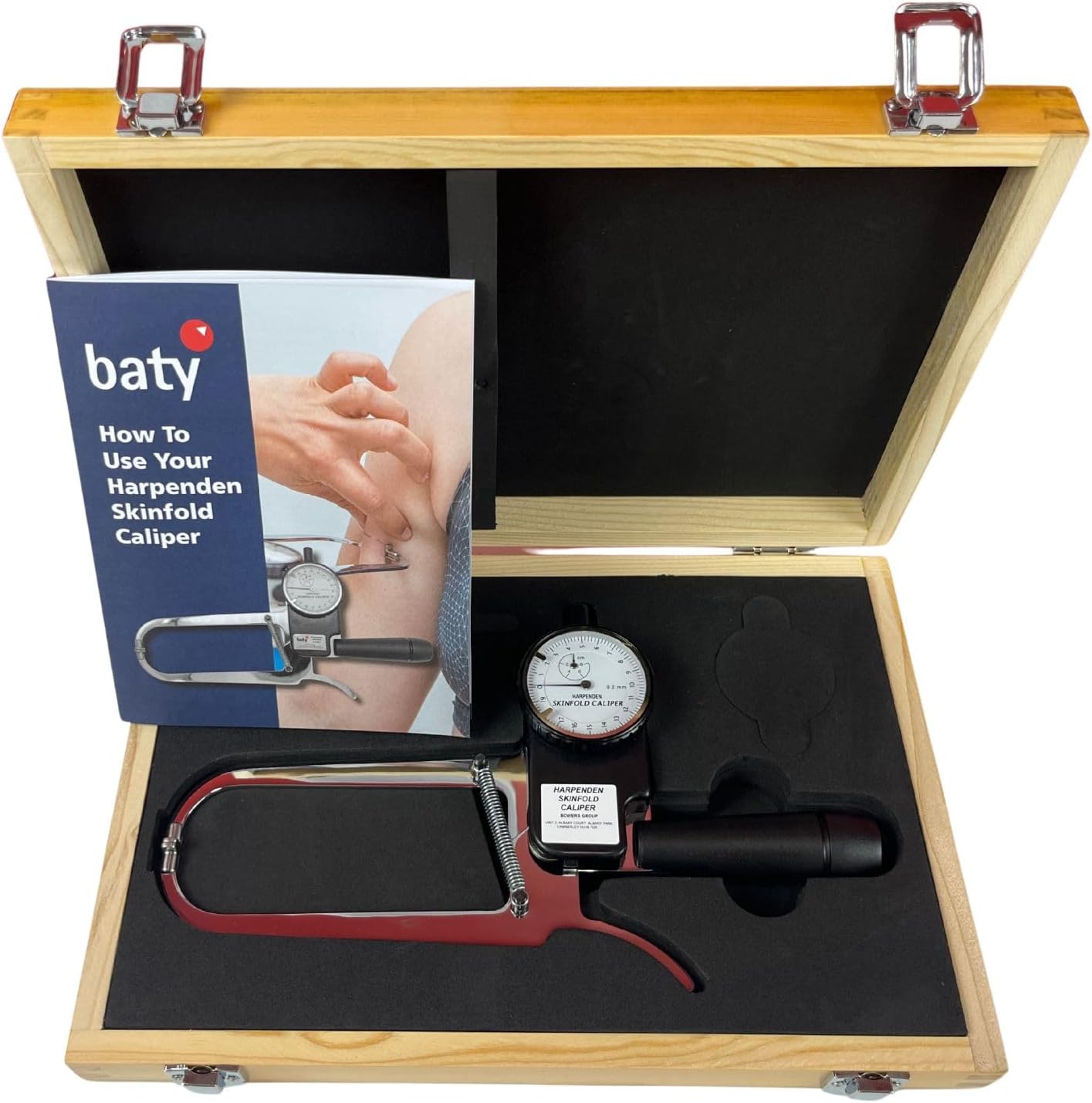 Skinfold Caliper with Calibration Dowel, Case, and Manual to Measure and Calculate Body Fat Percentage, Metal Body, Scientific