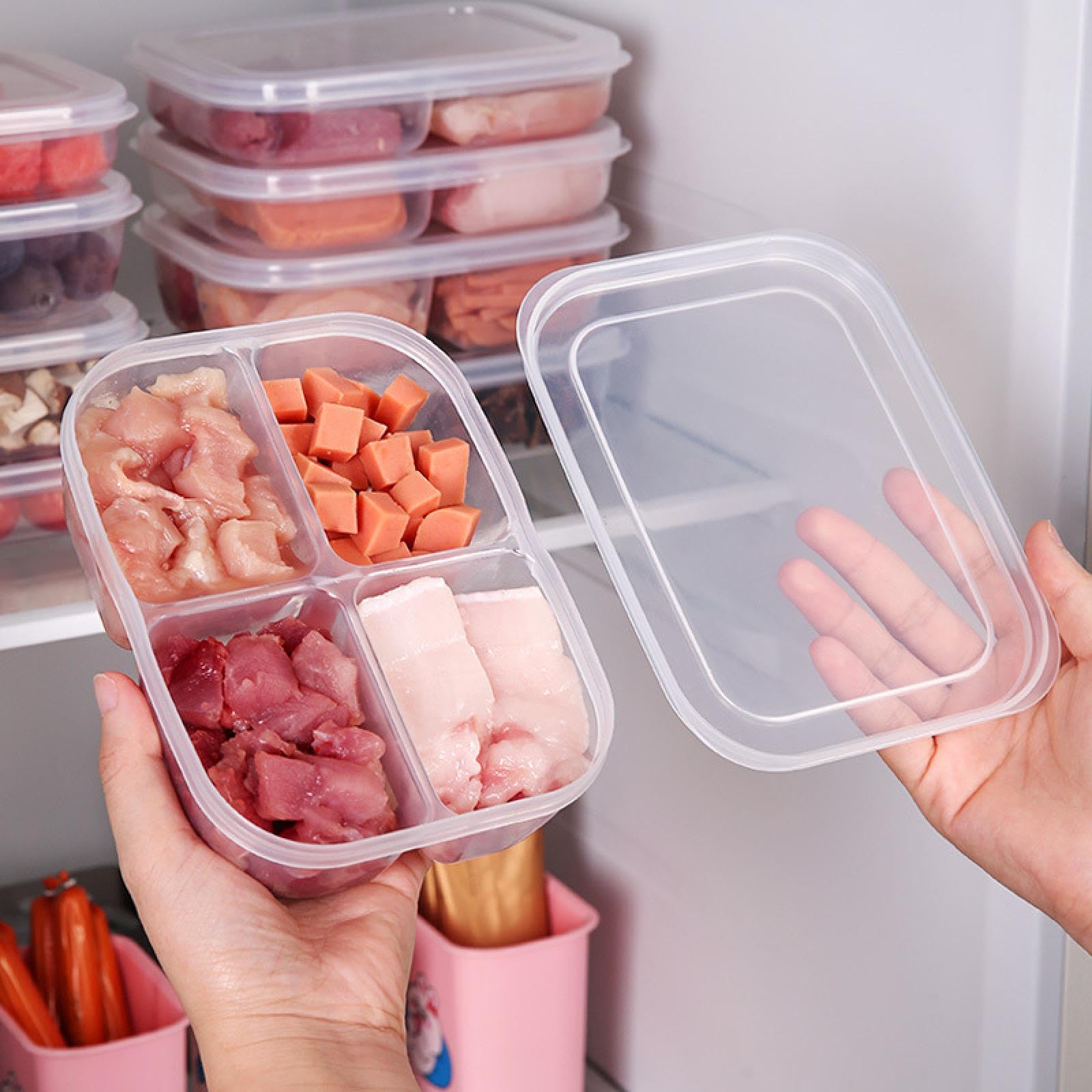 MYXIEALB Refrigerator Storage Box, Compartment Fresh-Keeping Box, Fruit and Vegetable Sealed Box